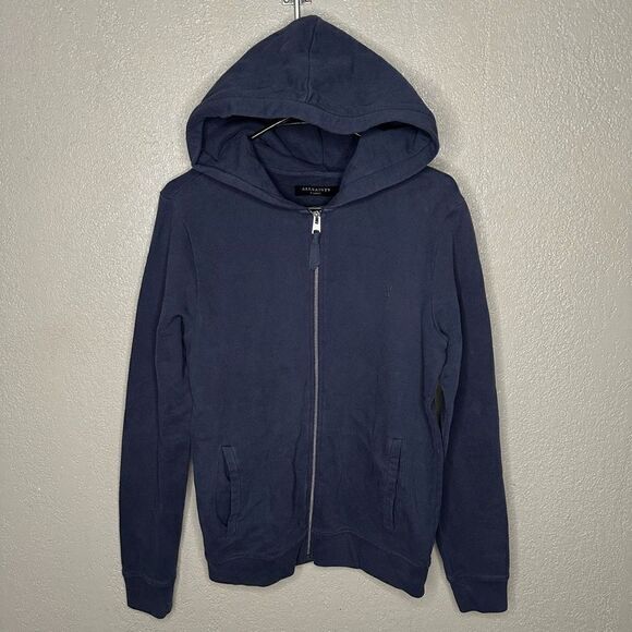 All Saints Navy Full Zip Hoodie XS - Picture 2 of 5